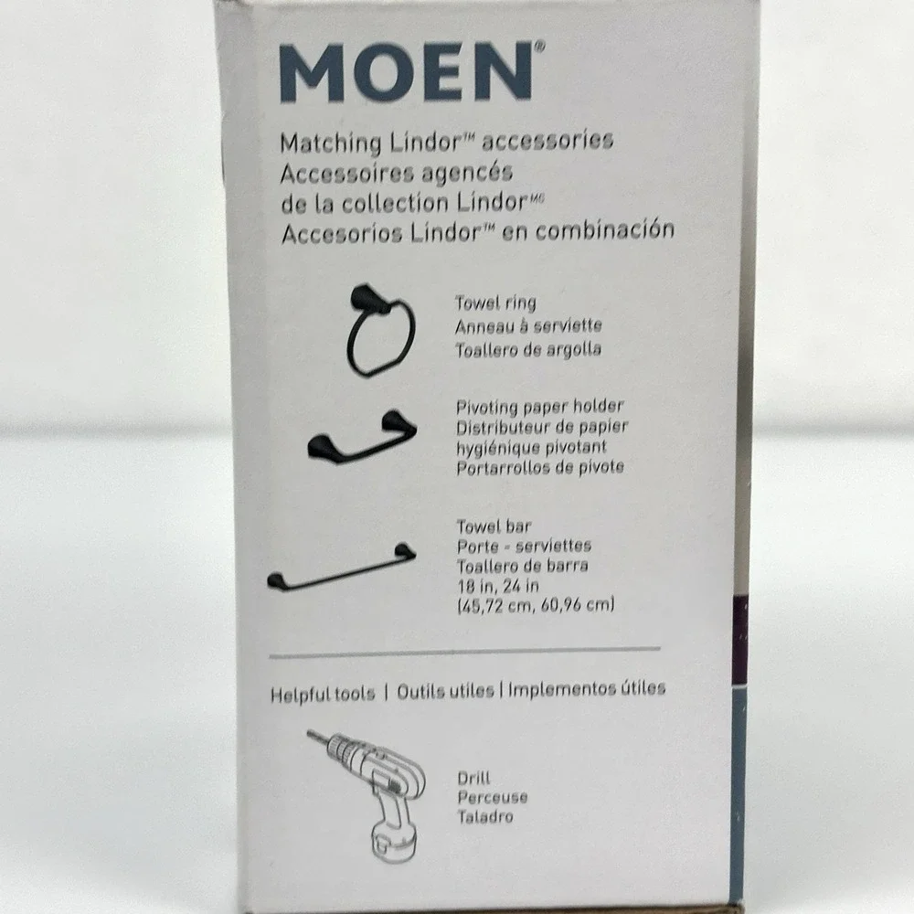 Moen Lindor MY8703BL Double Robe Hook Matte Black Press & Mark New Open Box